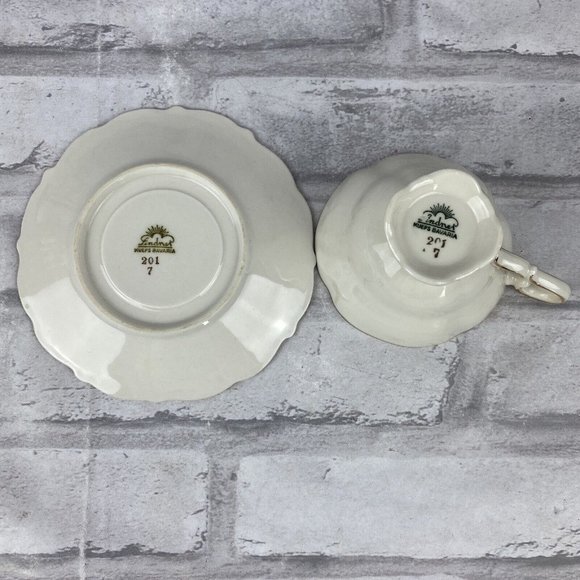 Lindner Kueps Bavaria Green & Gold Gilt Demitasse Cup Saucer Vintage - Picture 4 of 6